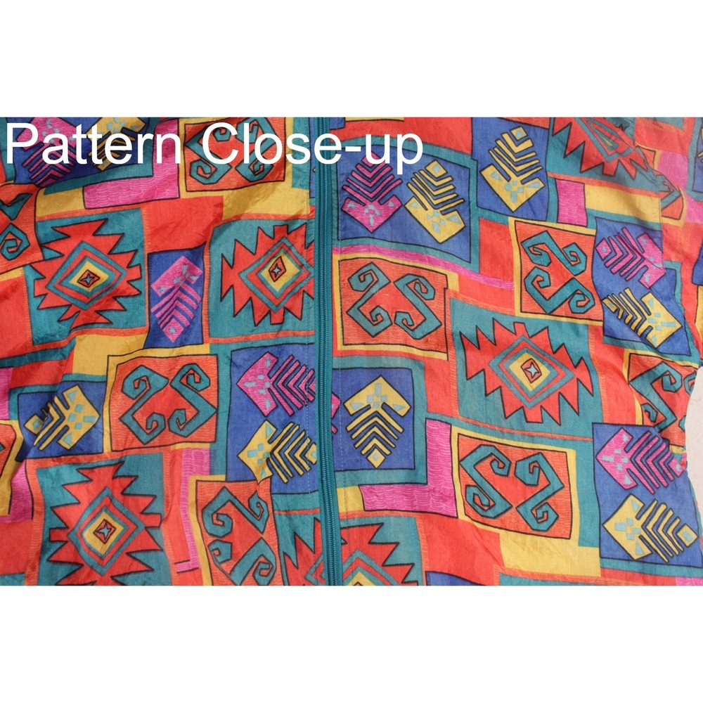 Vintage 90s Tracksuit Women S Abstract Geometric Windbreaker Jacket Jogger Pants - Picture 8 of 9
